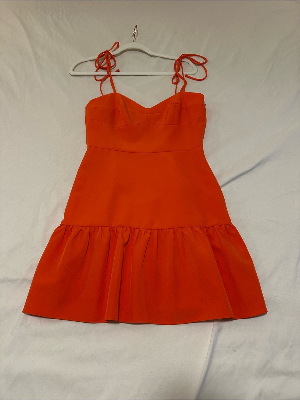 Gianni Bini Bright Orange Tie-Shoulder Sweetheart Mini Dress